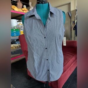 St. John's Bay Black & White Gingham Button-Front Sleeveless Top